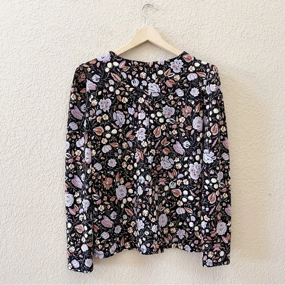 Ann Taylor Top Blouse Floral Pleated Shoulder Puff Sleeve Feminine Casual - Picture 4 of 13